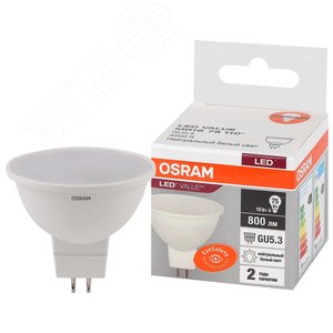 Лампа светодиодная LED 10 Вт GU5.3 4000К 800Лм спот 220 В (замена 75Вт) OSRAM - Osram