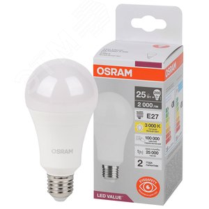 Лампа светодиодная LED Value Грушевидная 25Вт (замена 200Вт), 2000Лм, 3000К, цоколь E27 OSRAM - LEDVANCE