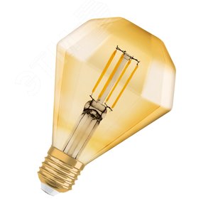 Лампа светодиодная LED 4,5W Е27 Vintage 1906 CL DIAMOND,филамент,GOLD (замена 40Вт)золотистая,теплый Osram (4058075091955)