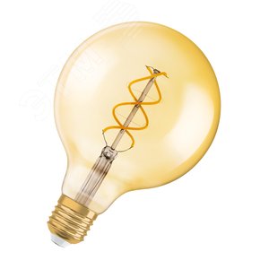 Лампа светодиодная LED 5W E27 Vintage 1906 CL GLOBE125,филамент,GOLD, теплый белый свет Osram (4058075092136)