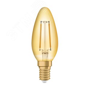 Лампа светодиодная филаментная LED 2,5Вт E14 2400К 220лм свеча 230V GOLD (замена 22Вт) B FIL  OSRAM Vintage 1906 (4058075293212) - LEDVANCE