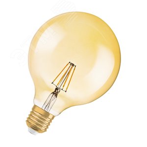 Лампа светодиодная LED 6,5W E27 Vintage 1906 дим, CL GLOBE125,филамент(замена 55Вт)теплый,золотистая Osram (4058075808997)