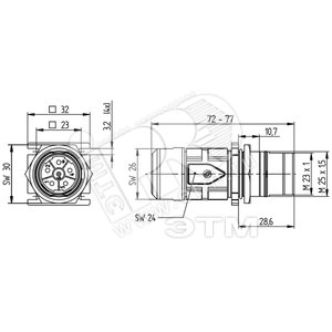 Соединитель цилиндрический электрический  EPIC LS1 F7 5 + PE 10.5-15.5 (20) - LAPP