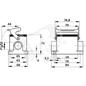 Корпус промышленного соединителя H-B 6 SGRH 29 ZW. SOCKELGEHAEUSE - LAPP