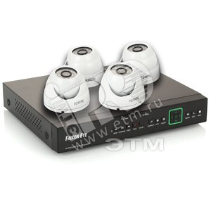 Комплект видеонаблюдения 4 канальный DVR + 4-е камеры + установ компл (FE-104D-KIT Дом) - Falcon Eye
