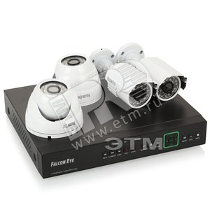 Комплект видеонаблюдения 4 канальный DVR + 4-е камеры + установ компл - Falcon Eye
