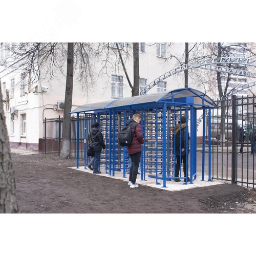 Турникет -RTD-20.1 роторный полноростовый сдвоенный корпус - синий цвет, ротор и планки - светло-бежевый цвет - фото 2