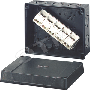 Коробка клеммная 5 положений до 25/35мм2 160х200х98 IP66 черная стойкая к УФ (KF 5255) - Hensel