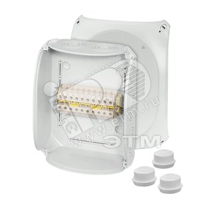 Коробка клеммная 5-полюсная 6-16 кв.мм Al/Cu 255х205х112 PC IP66 серая - HENSEL