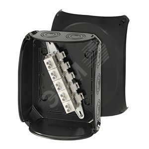 Коробка клеммная 5 положений до 35мм2 205х255х112 IP66/67 черная стойкая к УФ (KF 2525 B) - Hensel
