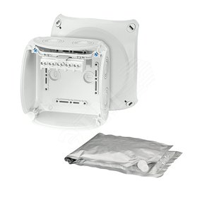 Коробка клеммная с компаундом 130х130х77 мм IP68 850мл 7хМ20/M25/М32 5-пол. 1.5-6кв.мм серая (WP 0604 G) - Hensel