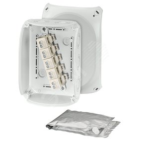 Коробка клеммная с компаундом 180х130х77 мм IP68 1200мл 7хМ20/M25/М32 пятиполюсная 2.5-16кв.мм серая (WP 1010 G) - Hensel