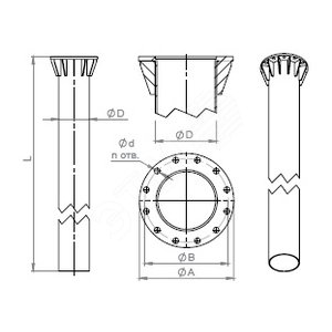 Деталь фундамента закладная ЗДФ-0,273-2,5 0.273х2.5х495х420х8х30