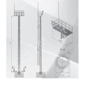 Мачта МГСК-25(7)-ПНК-I-М4_М1760 со стационарной короной - Пересвет