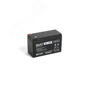 Аккумулятор SKAT SB 1209 свинцово-кислотный тип AGM 12V 9Ач Iзар. 2,7 А, ножевые клеммы (2540) - Бастион