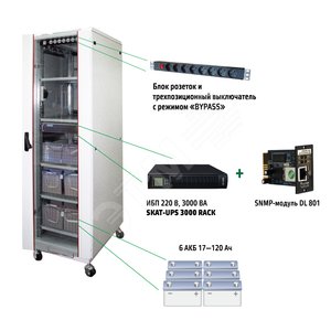 Источник бесперебойного питания Online SKAT-UPS 3000 ВА/2700 Вт без АКБ Шкаф, бесперебойный комплекс клеммы, 8хCEE 7/4 - Бастион