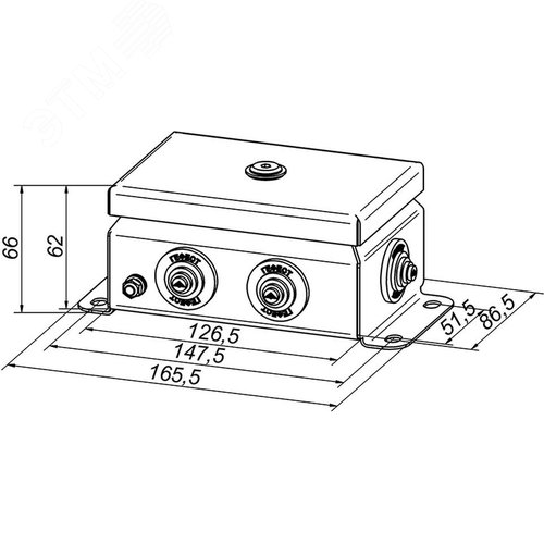 Коробка монтажная огнестойкая КМ-О (12к)-IP55-0812, корпус из оцинкованной стали, количество вводов 6 (КМ-О (12к)-IP55-0812 6вв) - фото 2