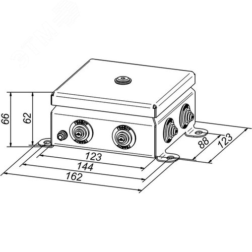 Коробка монтажная огнестойкая КМ-О (12к)-IP55-1212, корпус из оцинкованной стали, количество вводов 8 (КМ-О (12к)-IP55-1212 8 вв) - фото 2