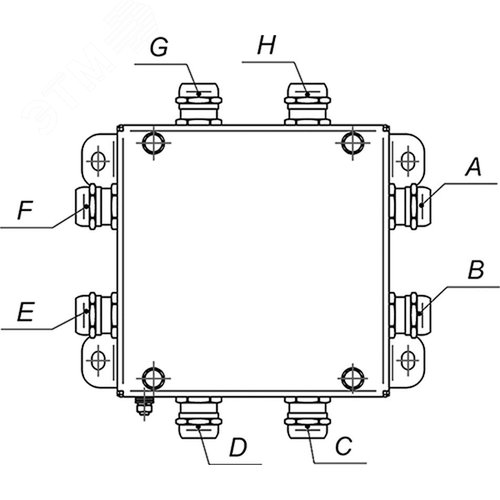 Коробка монтажная огнестойкая КМ-О (16к)-IP66-1515, корпус из нержавеющей стали, количество вводов 8 (КМ-О (16к)-IP66-1515 нерж) - фото 3