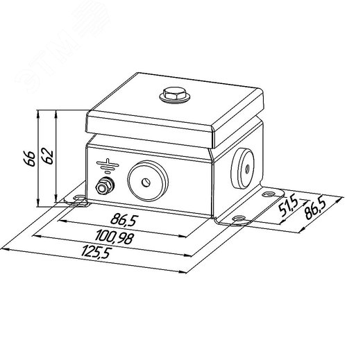 Коробка монтажная КМ IP66(Р)-0808 (без DIN рейки), корпус из оцинкованной стали, количество резиновых вводов 4(8-13мм) (КМ (без DIN рейки)-IP66(Р)-0808 4вв(8-13) резин) - фото 3