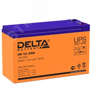 Аккумулятор HR 12В 9Ач (HR 12-34 W) - Delta
