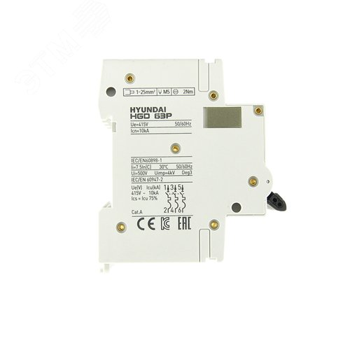 Выключатель автоматический HGD63P 3PMCS0000C 00050 3 полюса, 50А, ток  10kA, хар-ка C (STANDARD) - фото 3