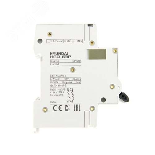 Автоматический выключатель HGD63P 2PMCS0000C 00025 2 полюса, 25А, ток к.з. 10kA, хар-ка C (STANDARD) 3