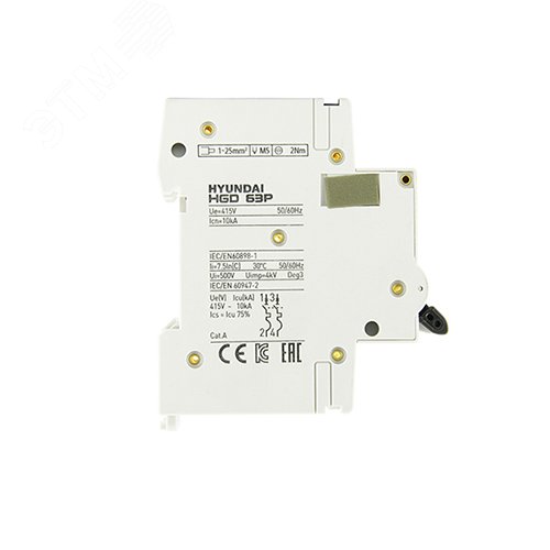 Автоматический выключатель HGD63P 2PMCS0000C 00020 2 полюса, 20А, ток к.з. 10kA, хар-ка C (STANDARD) 3