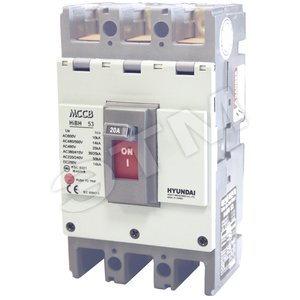 Автоматический выключатель HIBH53 3PT4S0000C 00020  20A ток к.з. 25kA AC 415В (HIBH53 3PT4S0000C 00020) - HYUNDAI