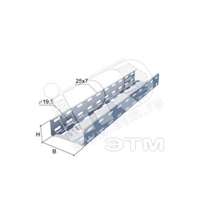 Лоток перфорированный 3000х500х50 т.1.0мм Стандарт (LPE50*500*1.0 Z) - КМ-Профиль