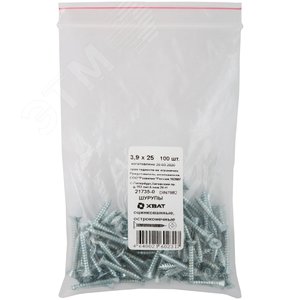 Шуруп DIN7982 3,9х25 потайная головка, остроконечный (100шт) (21735-0) - Хортъ