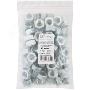 Гайка DIN934 М12 шестигранная оцинкованная (100 шт) - FIT