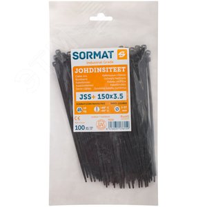 Ремешок-хомут, черный (SORMAT) JSS, 150 х 3,5 мм, 100 шт Фасовка - фото 3