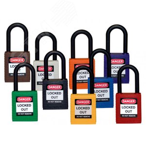 Замки SafeKey, нейлоновые, стальная дужка 38 мм, красный, 6 шт. в уп., KD