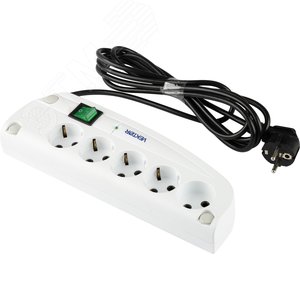 Фильтр сетевой VEKTOR Z, 4 роз. c/з, + 1 роз б/з,  1,8м (3,5кВт, 16А), белый - СКРАП