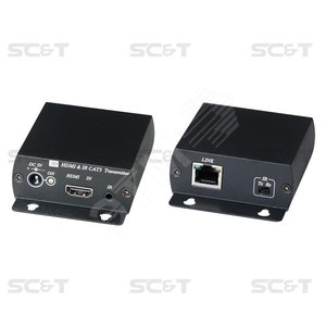 Удлинитель HDMI и ИК сигнала управления по одному кабелю витой пары (CAT5e/6) до 40м (1080p/60Гц/24б - SC&T