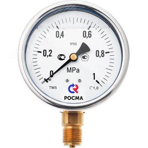 Манометр виброустойчивый радиальный ТМ-520Р.00 0...10 МРа 1/2' 150С кл.т.1.0, готовый к гидрозаполнению