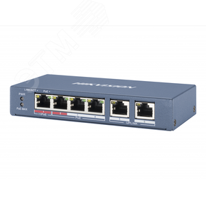 Коммутатор 4 RJ45 100M PoE с грозозащитой 6кВ (DS-3E0106P-E/M) - Hikvision