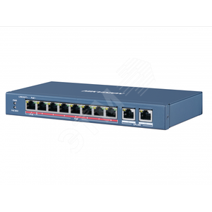 Коммутатор 7-портовый 1 порт HiPoE 7 портов PoE   2 порта Ethernet 10/100/1000 Мбит/с (DS-3E0310HP-E) - Hikvision