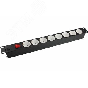 Блок розеток SU-08 220В, 8 розеток, 10 А,         выключатель, 1U (SU-08) - Roxton