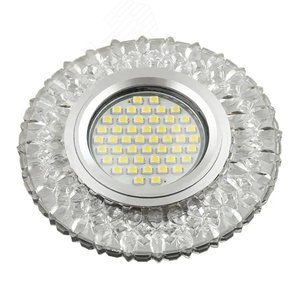 DLS-L138 GU5.3 GLASSY/CLEAR Светильник декоративный встраиваемый, серия Luciole. Без лампы, цоколь GU5.3. Доп. светодиодная подсветка 3Вт. Стекло. Зеркальный/прозрачный. ТМ Fametto (DLS-L138-2001) - UNIEL