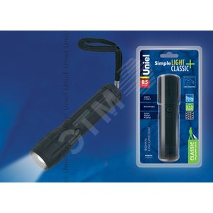 S-LD038-C Black Фонарь «Simple lightclassic plus», прорезиненный корпус, 0,5 Watt LED, упаковка кламшелл, 3хААА н/к, цвет Черный | 07595 | Uniel 2