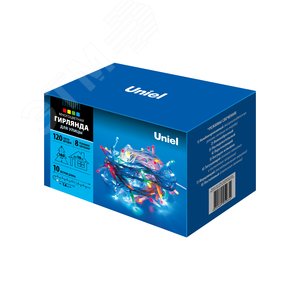 ULD-S1000-120/DWA MULTI IP67 Гирлянда светодиодная с контроллером, 120 светодиодов, 10 м, разноцветная, IP67, провод белый (07927)