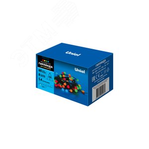 ULD-S0540-060/DGA MULTI IP20 COLORBALLS Гирлянда светодиодная с контроллером «Разноцветные шарики», 60 светодиодов, 5,4 м, разноцветная, IP20, провод зеленый (07928)