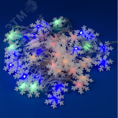 ULD-S0700-050/DTA MULTI IP20 SNOWFLAKES-3 Гирлянда светодиодная с контроллером «Снежинки-3», 50 светодиодов, 7 м, разноцветная, IP20,провод прозрачный (07936) - фото 2