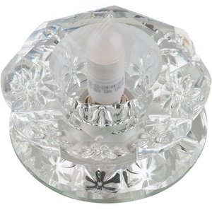 DLS-F111 G9 GLASSY/CLEAR Светильник декоративный встраиваемый ТМ 'Fametto', серия 'Fiore'. Без лампы, цоколь G9. Основание стекло, цвет зеркальный. Отделка кристалл, цвет прозрачный.' (DLS-F111-1001) - UNIEL
