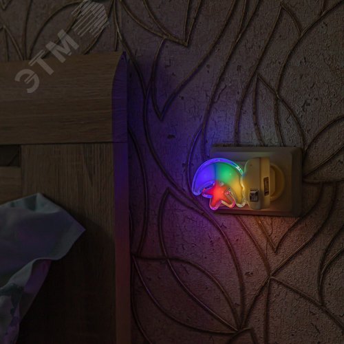Ночник светодиодный без выключателя DTL301 0,5W 4LED триколор (красный/синий/зелёный) Месяц со звездочкой Uniel (10314) - фото 2