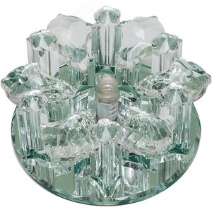 DLS-F121 G4 GLASSY/CLEAR Светильник декоративный встраиваемый ТМ 'Fametto', серия 'Fiore'. Без лампы, цоколь G4. Основание стекло, цвет зеркальный. Отделка кристалл, цвет прозрачный.' (DLS-F121-3001) - UNIEL
