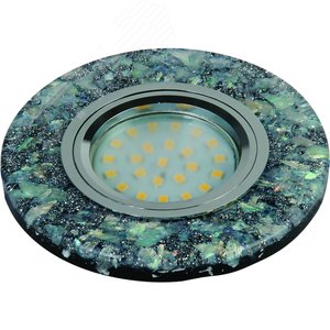 DLS-L103 GU5.3 CHROME/BLACK Светильник декоративный встраиваемый, серия Luciole. Без лампы, цоколь GU5.3. Доп. светодиодная подсветка 3Вт. Металл/полимер. Хром/черный+мерцающие частицы. ТМ Fametto (DLS-L103-2001) - UNIEL