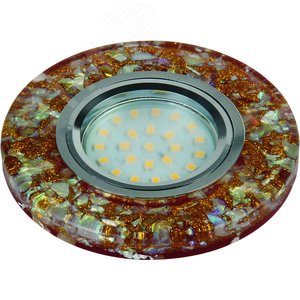 DLS-L103 GU5.3 CHROME/BROWN Светильник декоративный встраиваемый, серия Luciole.  Без лампы, GU5.3. Доп. светодиодная подсветка 3Вт. Металл/полимер. Хром/коричневый+мерцающие частицы. ТМ Fametto (DLS-L103-2002) - UNIEL